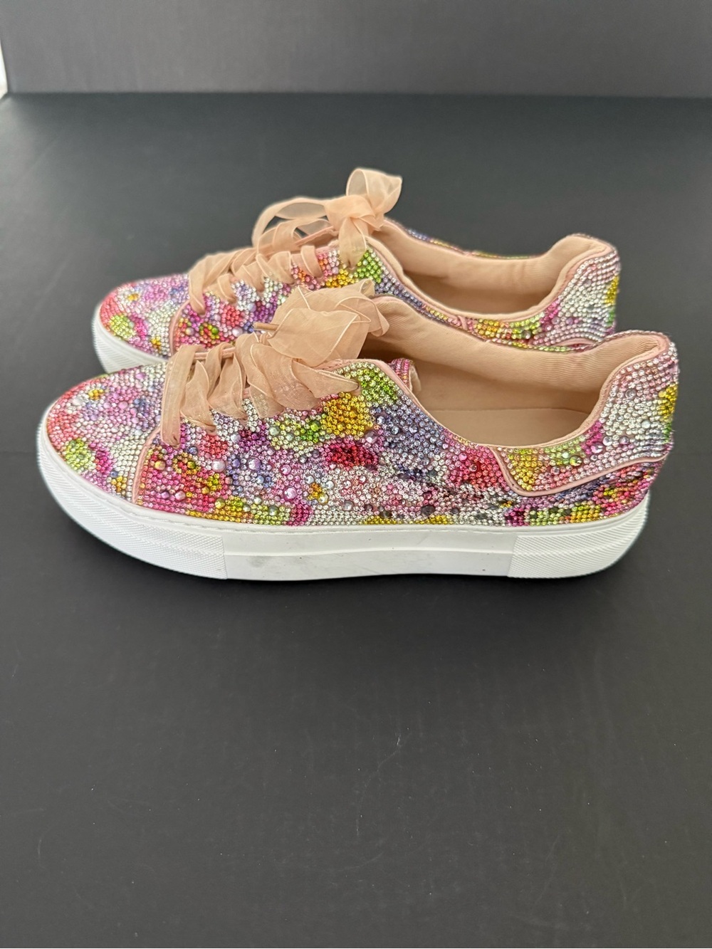 Betsy Johnson Rhinestone Multi-Color Sneakers Size 9.5 - Picture 9 of 13